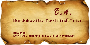 Bendekovits Apollinária névjegykártya